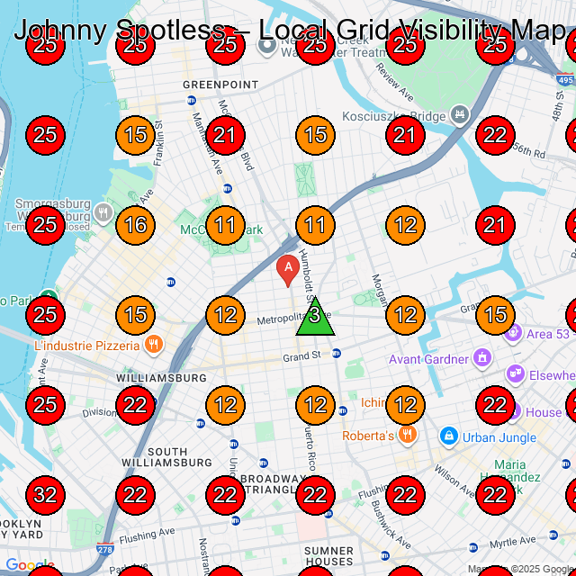 Johnny Spotless GeoGrid visibility map for House Cleaning Service in None